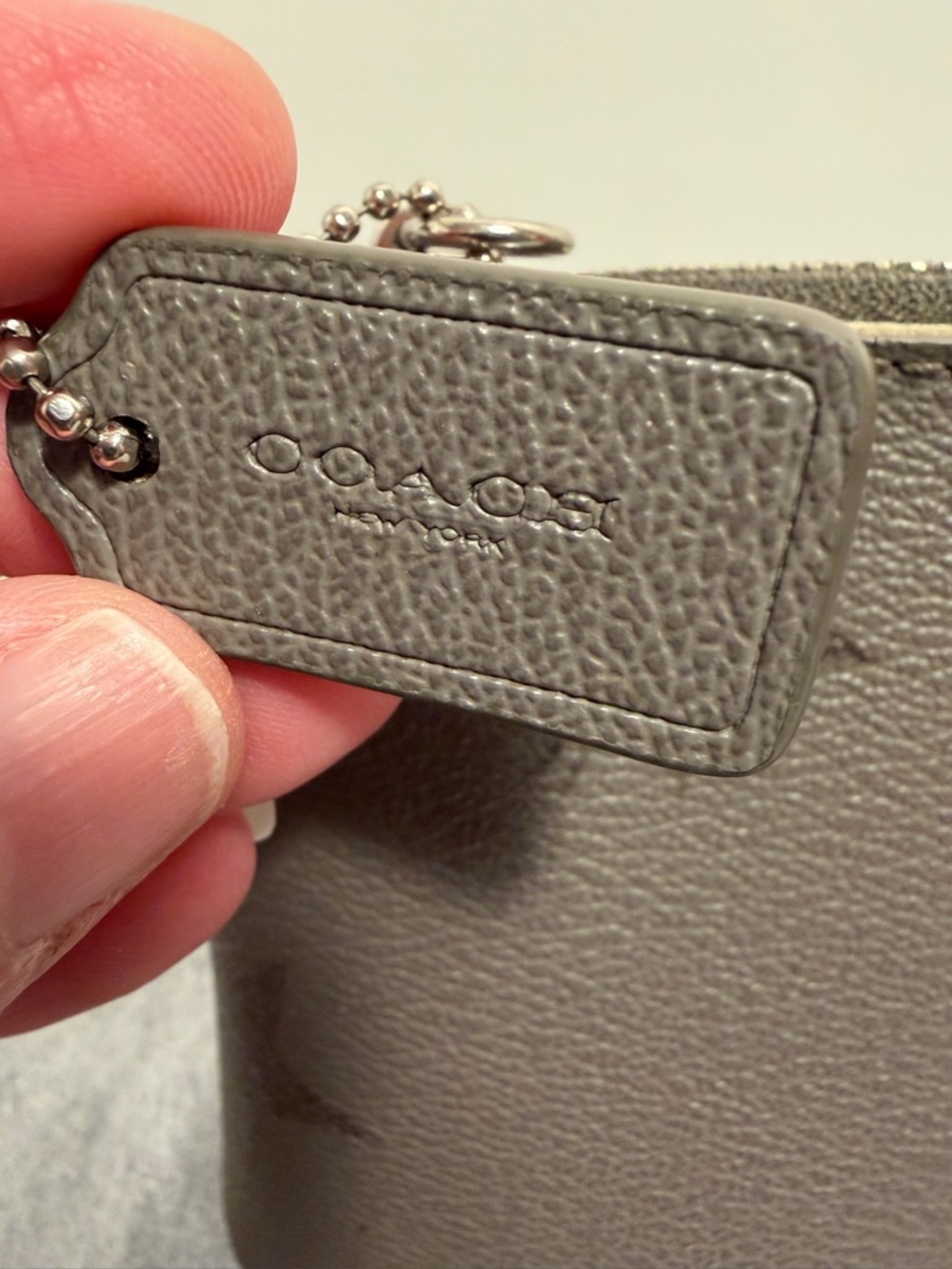 Coach Gray Pebbled Leather Zip Wristlet - Picture 2 of 8